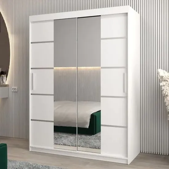 Vevey III Mirrored Wardrobe 2 Sliding Doors - White