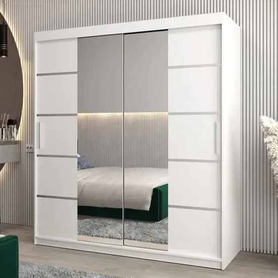 Vevey III Mirrored Wardrobe 2 Sliding Doors - White