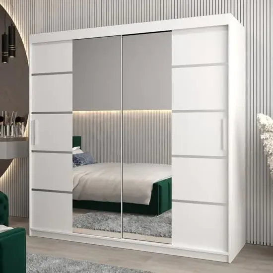 Vevey III Mirrored Wardrobe 2 Sliding Doors - White