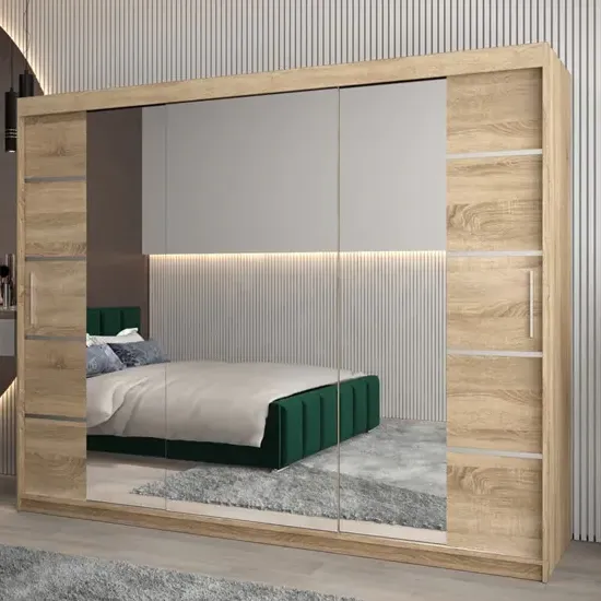 Vevey III Mirrored Wardrobe 3 Sliding Doors - Sonoma Oak