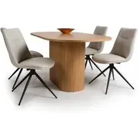 Vevey Oval Dining Table with 4 Buxton Chairs - Natural Oak