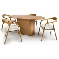 Vevey Oval Dining Table with 4 Hvar Chairs - Natural Oak