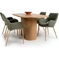 Vevey Oval Dining Table with 4 Sanremo Chairs - Natural Oak