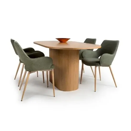 Vevey Oval Dining Table with 4 Sanremo Chairs - Natural Oak