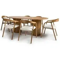Vevey Oval Dining Table with 6 Hvar Chairs - Natural Oak