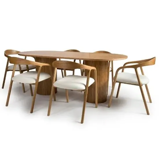 Vevey Oval Dining Table with 6 Hvar Chairs - Natural Oak
