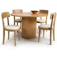 Vevey Round Dining Table with 4 Chairs - Natural Oak
