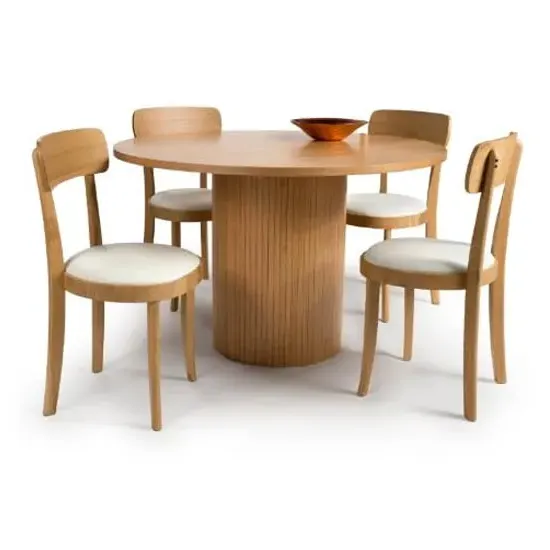 Vevey Round Dining Table with 4 Chairs - Natural Oak