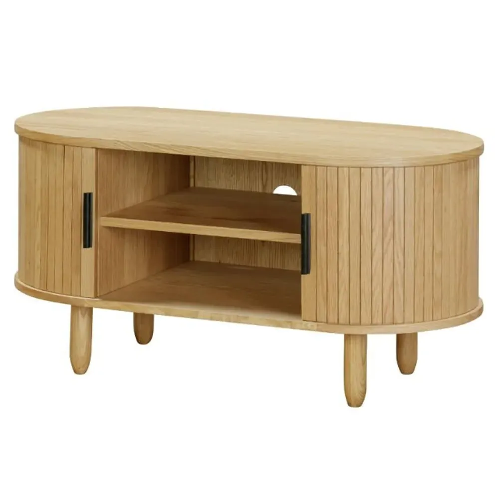 Vevey TV Stand with 2 Sliding Doors - Oak image