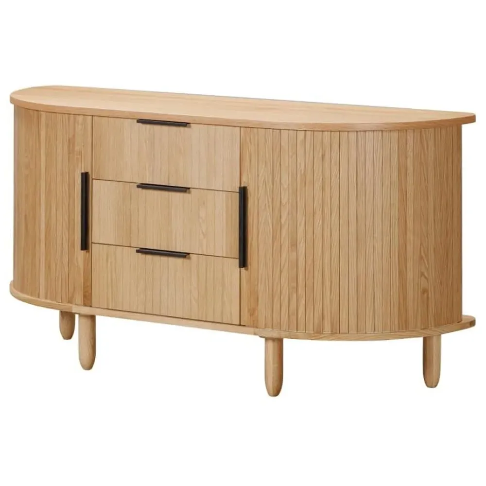 Vevey Wooden Sideboard with 2 Doors 3 Drawers - Oak image