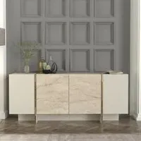 Veyron 4-Door Sideboard - Stone, Travertine Marble Effect alternate view