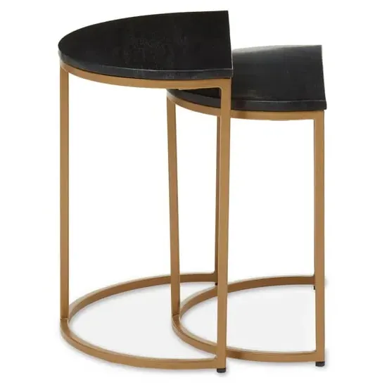 Viano Half Moon Nest of 2 Tables - Black, Marble