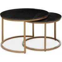 Viano Round Nest of 2 Tables - Black, Marble