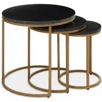 Viano Round Nest of 3 Tables - Black, Marble