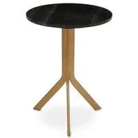 Viano Round Side Table - Black, Marble