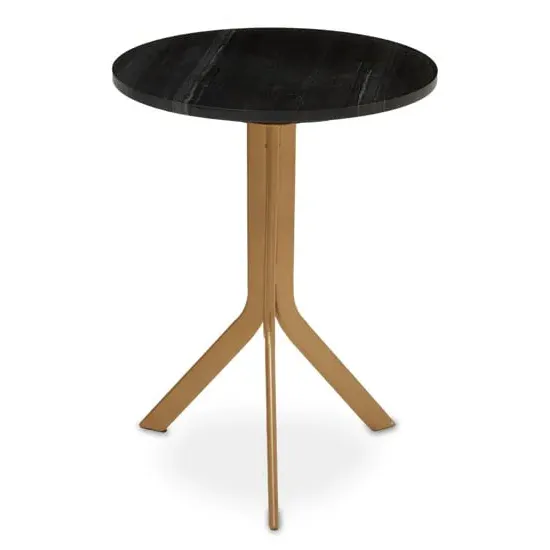 Viano Round Side Table - Black, Marble