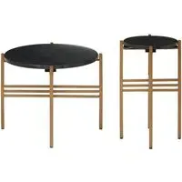 Viano Round Side Tables Set of 2 - Black, Marble