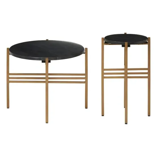 Viano Round Side Tables Set of 2 - Black, Marble image