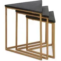 Viano Triangular Nest of 3 Tables - Black, Marble