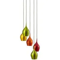 Vibrant 5-Light Ceiling Pendant - Multi-Coloured, Aluminium