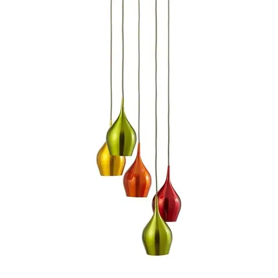Vibrant 5-Light Ceiling Pendant - Multi-Coloured, Aluminium image