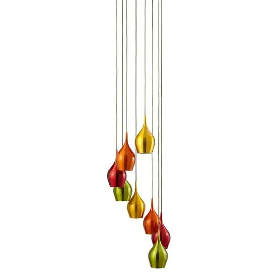 Vibrant 8-Light Ceiling Pendant - Multi-Coloured, Aluminium