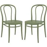 Victor Dining Chairs In Pair - Green, Polypropylene