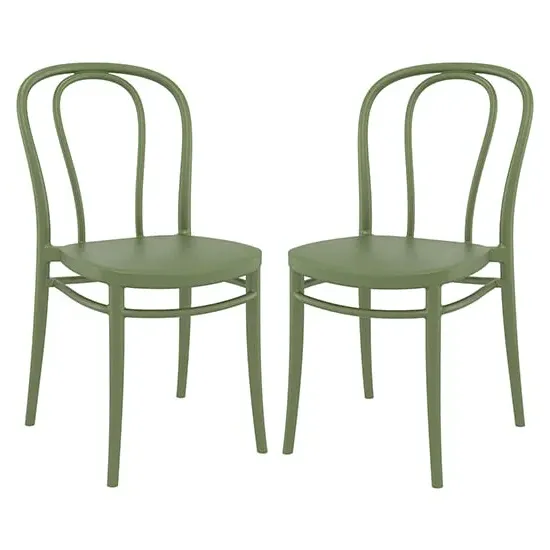 Victor Dining Chairs In Pair - Green, Polypropylene