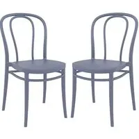 Victor Dining Chairs In Pair - Grey, Polypropylene