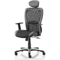 Victor II Office Chair with Headrest and Arms - Black, Leather