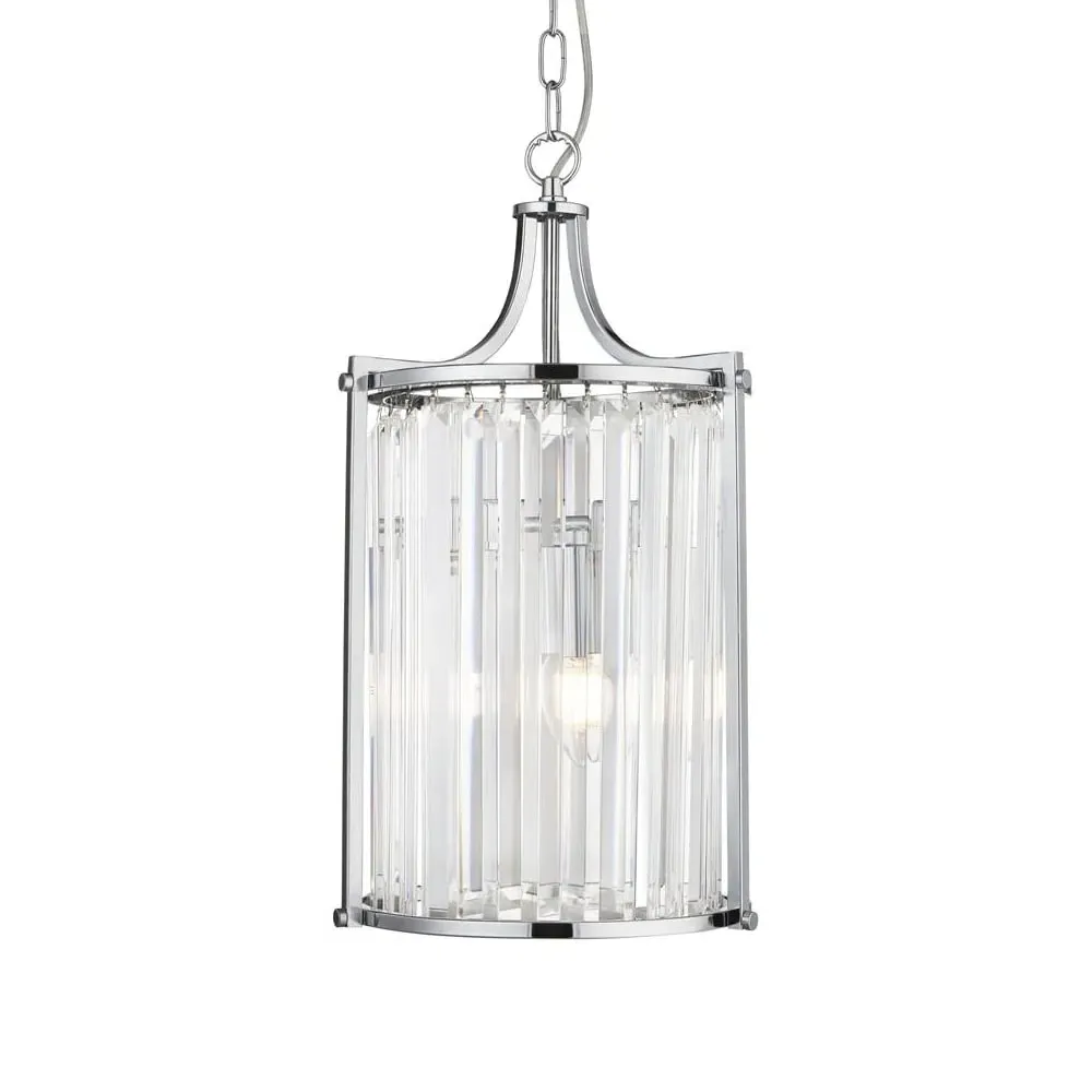 Victoria 2 Light Crystal Pendant Light - Clear, Chrome image