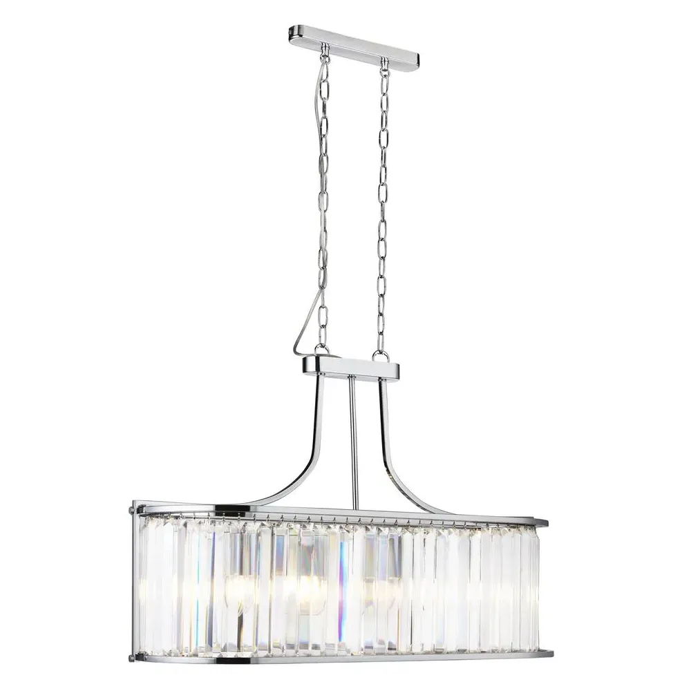 Victoria 5 Light Crystal Oval Pendant Light - Chrome image