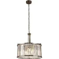 Victoria 5 Light Crystal Pendant Light - Antique Brass
