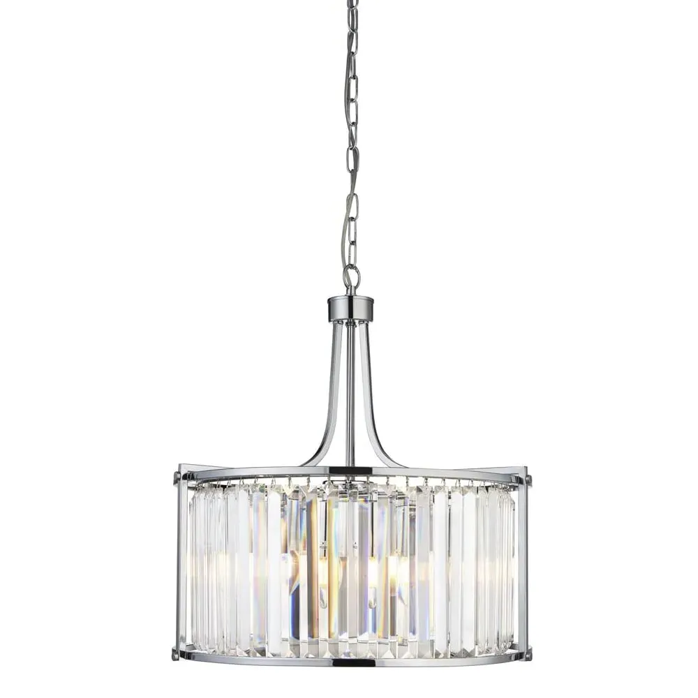 Victoria 5 Light Crystal Pendant Light - Chrome