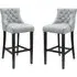 Victoria Bar Stool Pair - Grey, Velvet