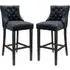 Victoria Bar Stools In Pair - Black, Velvet