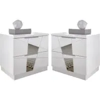 Victoria Bedside Cabinets Pair - Matt White