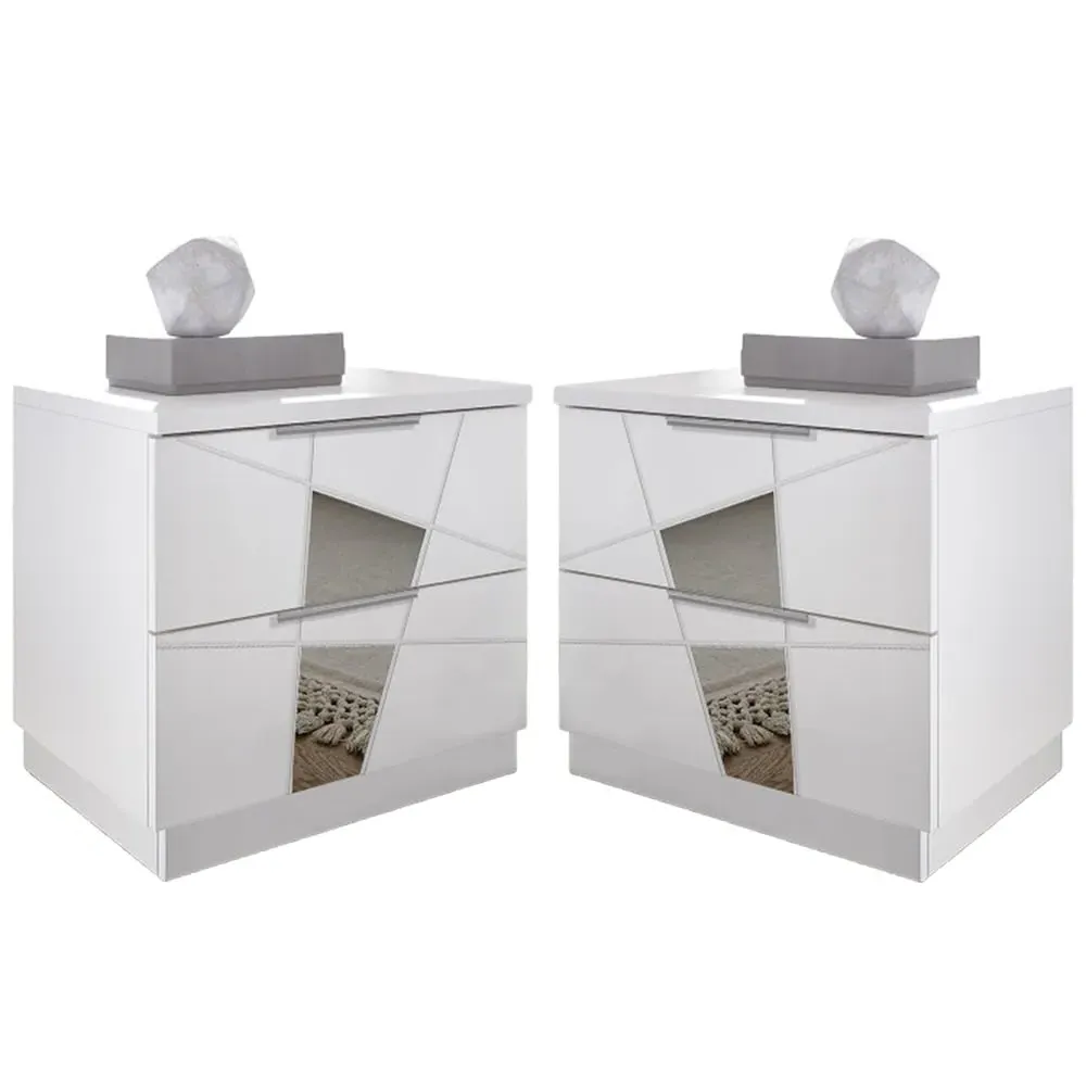 Victoria Bedside Cabinets Pair - Matt White image