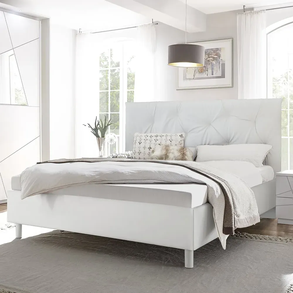 Victoria Fabric King Size Bed Frame - White image