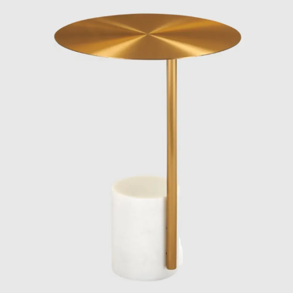Victoria Lamp Table - Gold, Marble