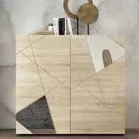 Victoria Mirrored Highboard with 2 Doors - Sonoma Oak