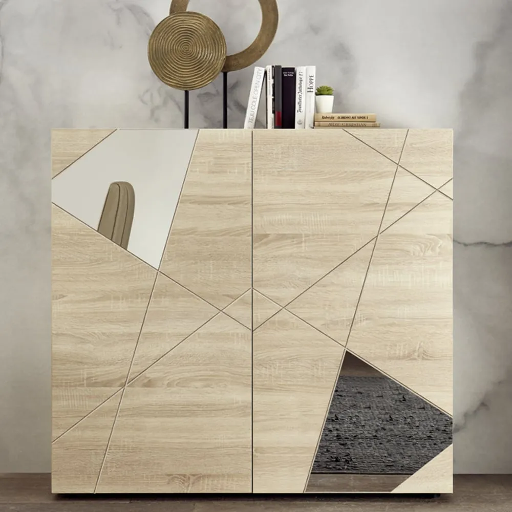 Victoria Mirrored Highboard with 2 Doors - Sonoma Oak