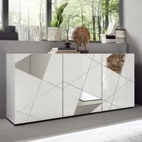 Victoria Mirrored Sideboard with 3 Doors - White, High Gloss alternate view