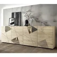 Victoria Mirrored Sideboard with 4 Doors - Sonoma Oak