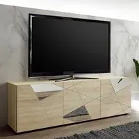 Victoria Mirrored TV Stand with 3 Doors - Sonoma Oak