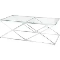 Victoria Rectangular Coffee Table - Clear, Stainless Steel