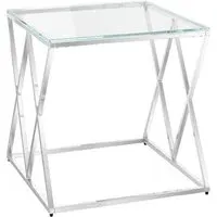 Victoria Square Side Table - Clear, Stainless Steel