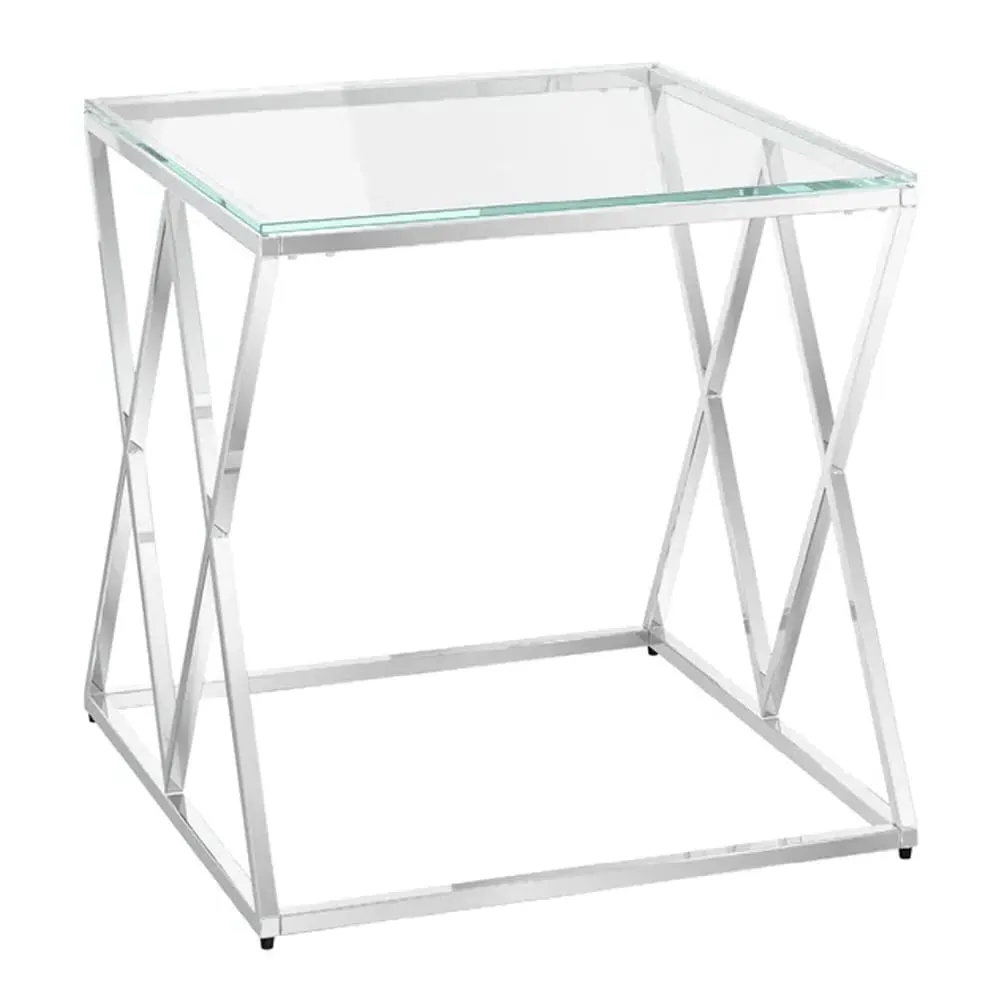 Victoria Square Side Table - Clear, Stainless Steel image