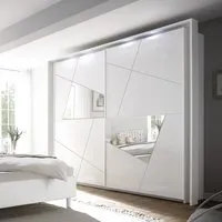 Victoria Wardrobe with Mirror and LED - Matt White, Wood alternate view