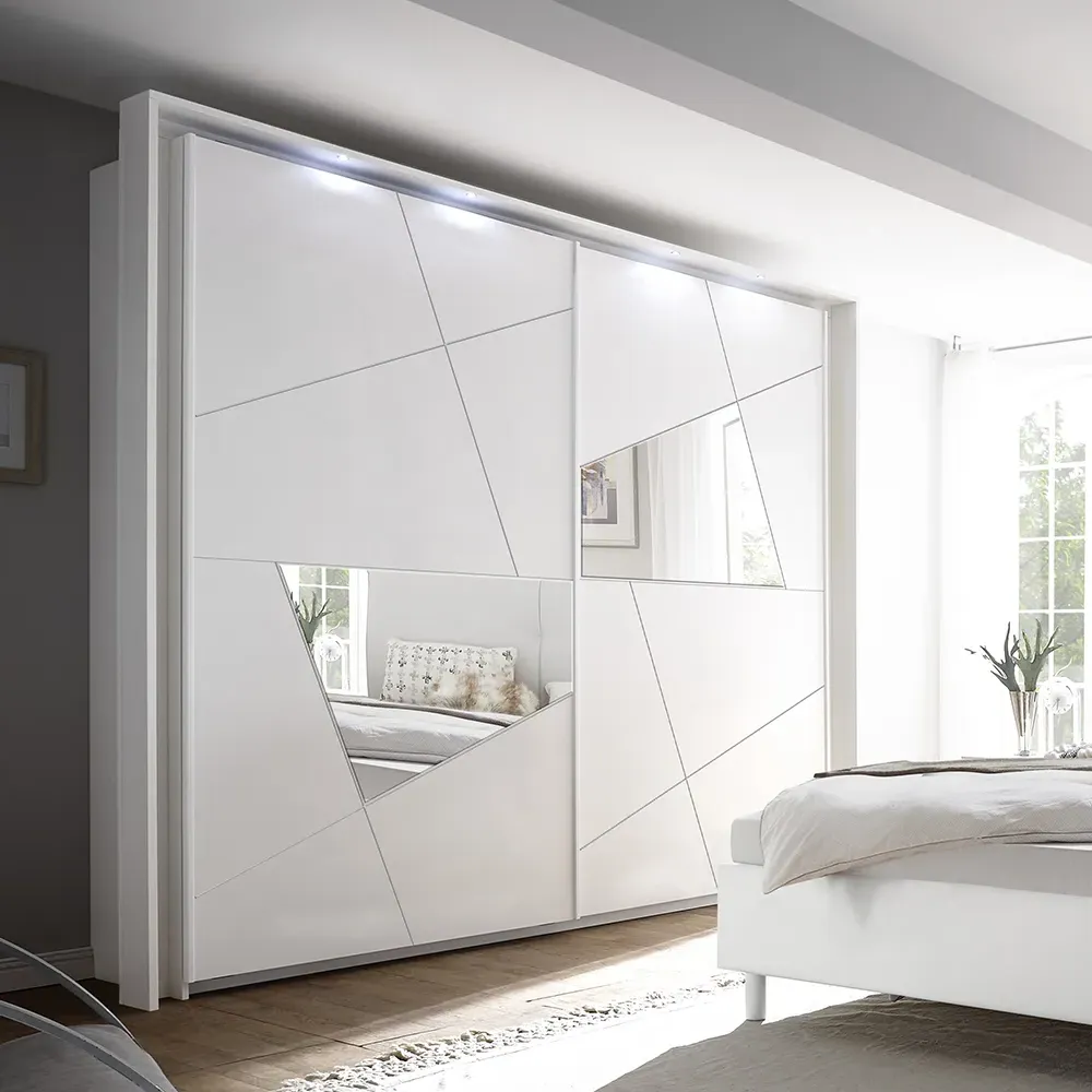 Victoria Wardrobe with Mirror and LED - Matt White, Wood product